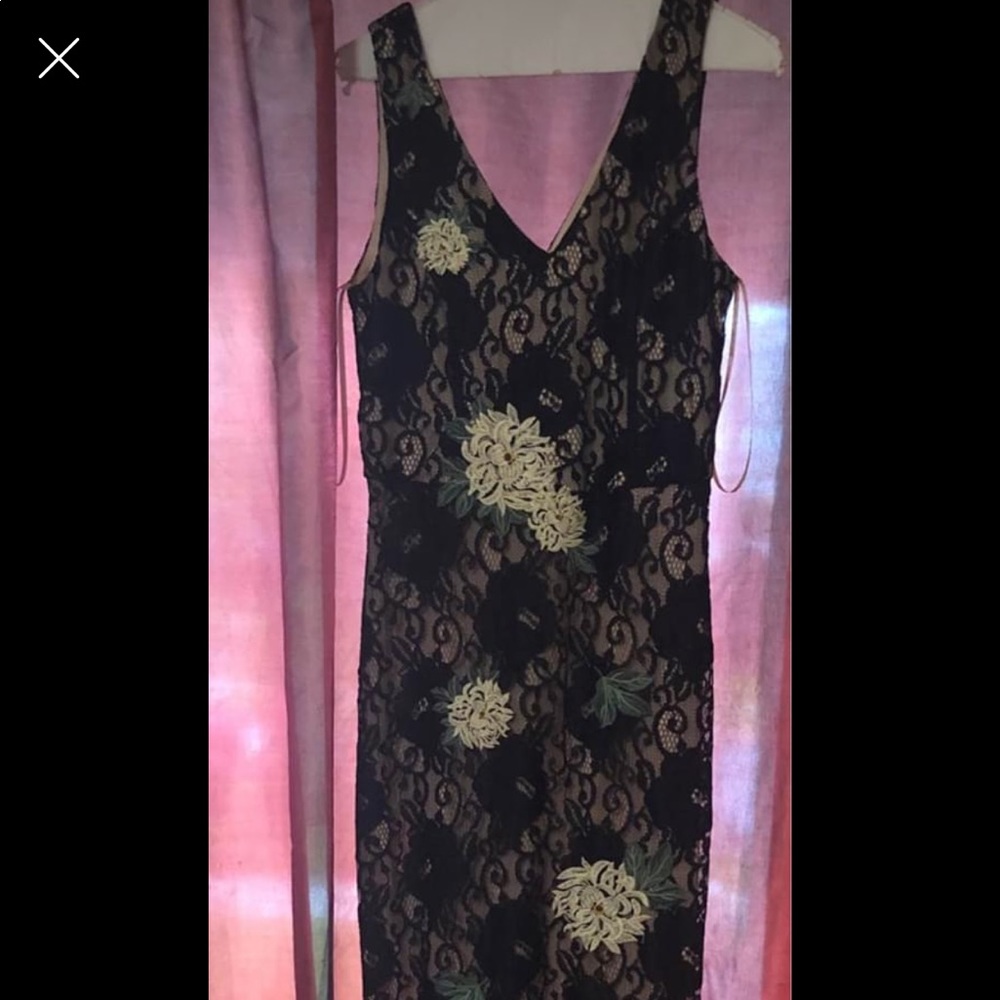 Long black w/ white flowers Dress